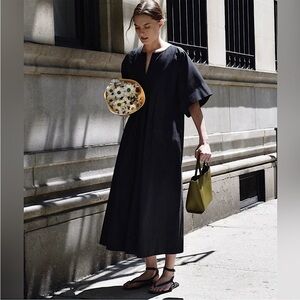 🖤EVERLANE THE POPLIN CAFTAN DRESS IN BLACK S